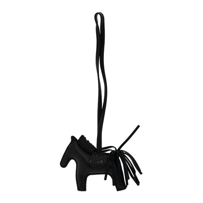 Hermes Milo Lambskin Matte Alligator Touch Grigri Rodeo Horse Bag Charm PM So Black 1 of 4