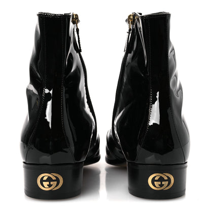 Gucci Patent Calfskin GG Lois Bee Men's Ankle Booties 13 Black 6 of 14