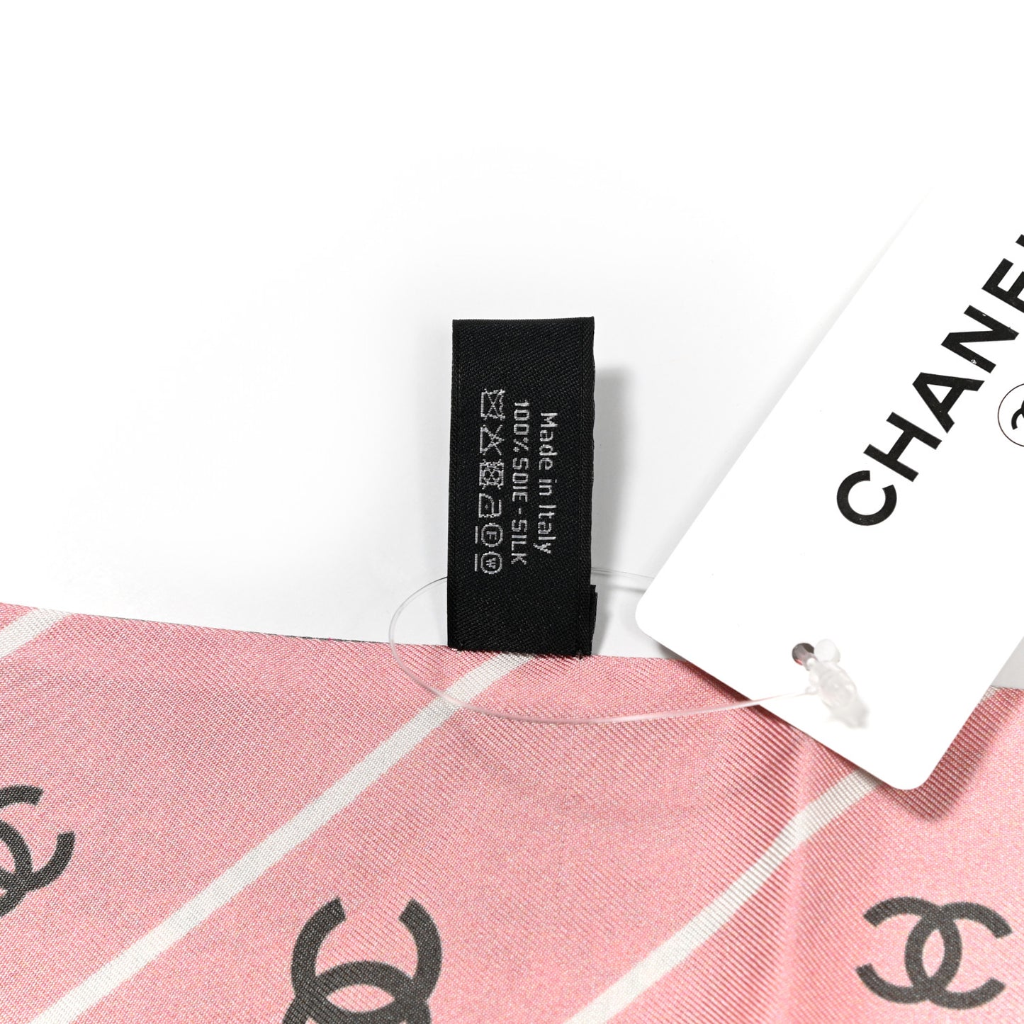 Silk Twill Slim Bandeau Scarf Pink Grey Light Pink