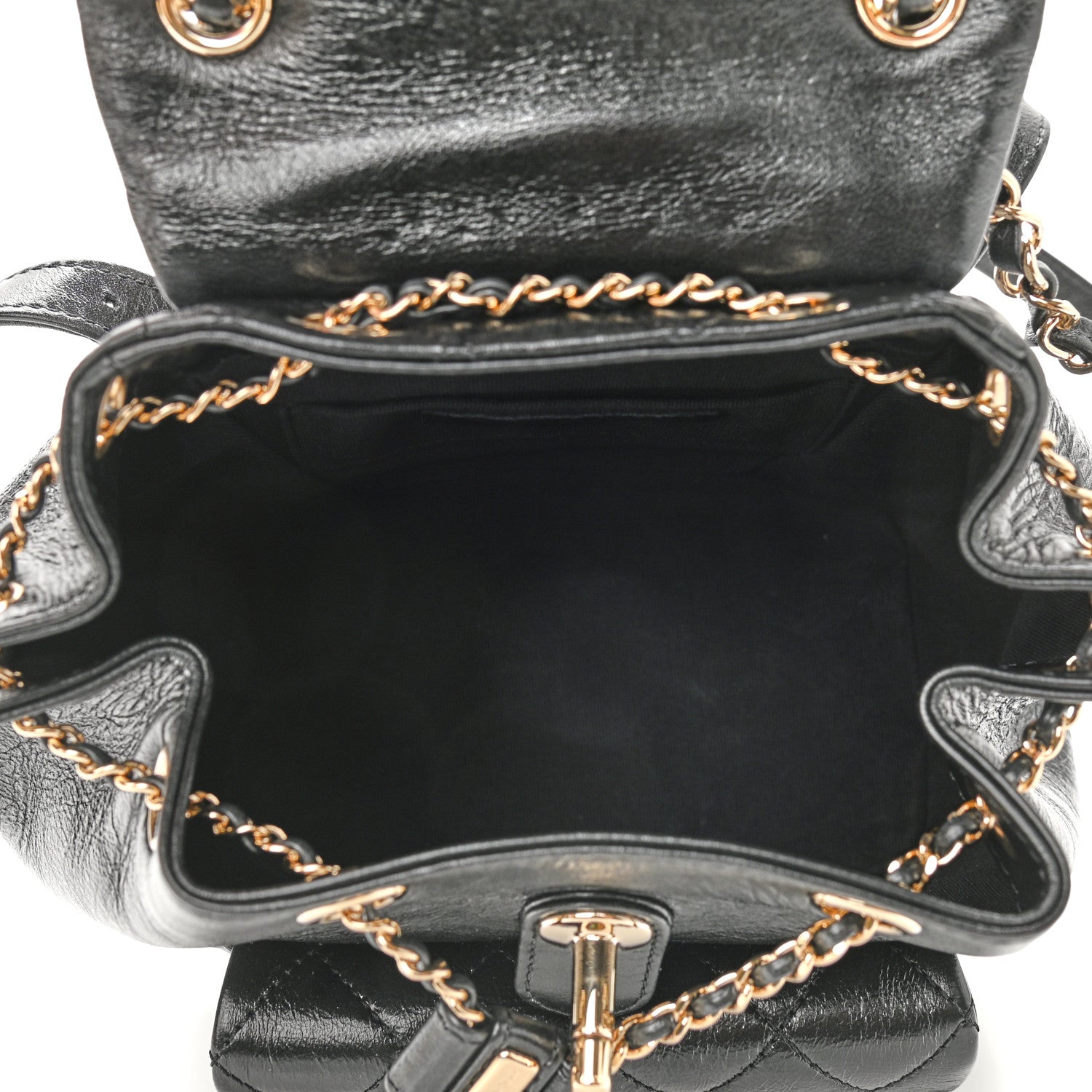 Chanel Glazed Aged Calfskin Quilted Small Duma Drawstring Backpack Black 7 of 9