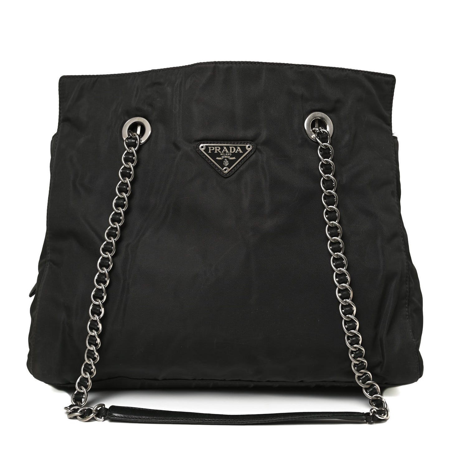 Tessuto Nylon Chain Shoulder Bag Black