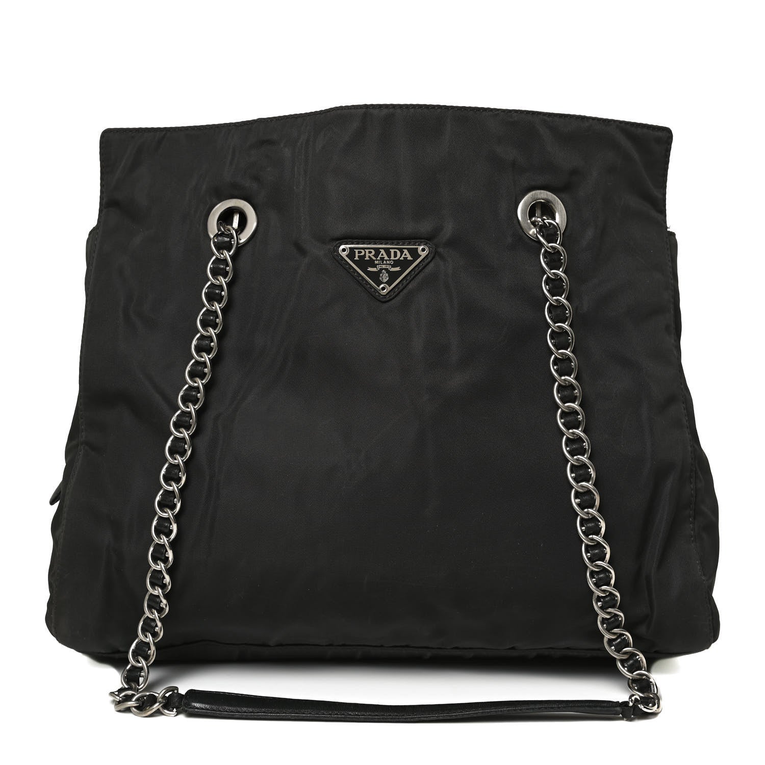 Prada Tessuto Nylon Chain Shoulder Bag Black 1 of 9