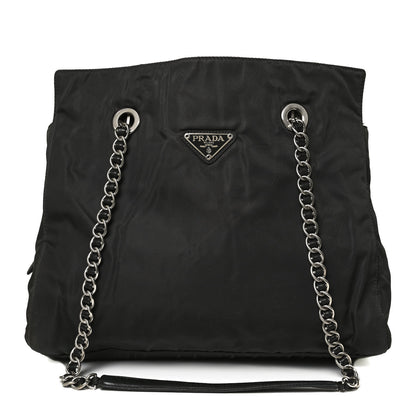 Prada Tessuto Nylon Chain Shoulder Bag Black 1 of 9