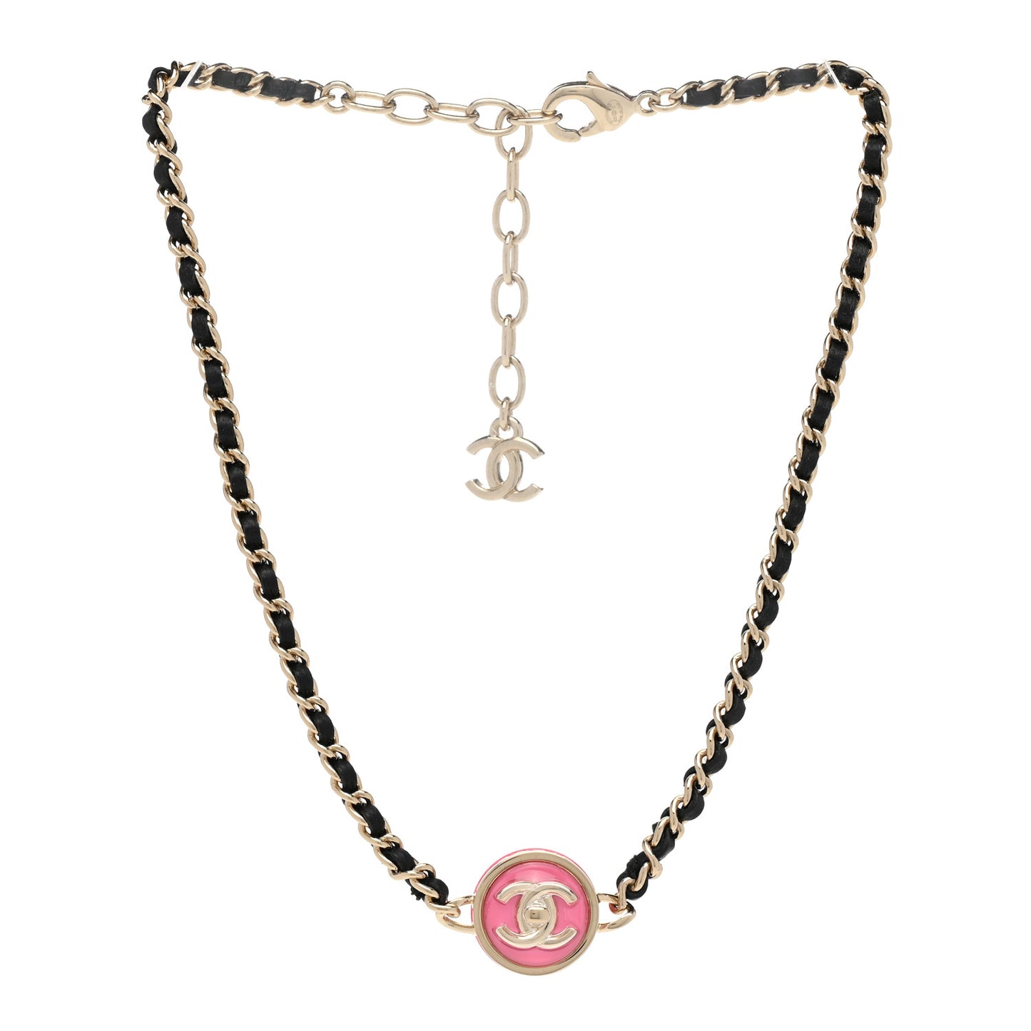 Metal Lambskin Enamel CC Turnlock Choker Gold Black Pink