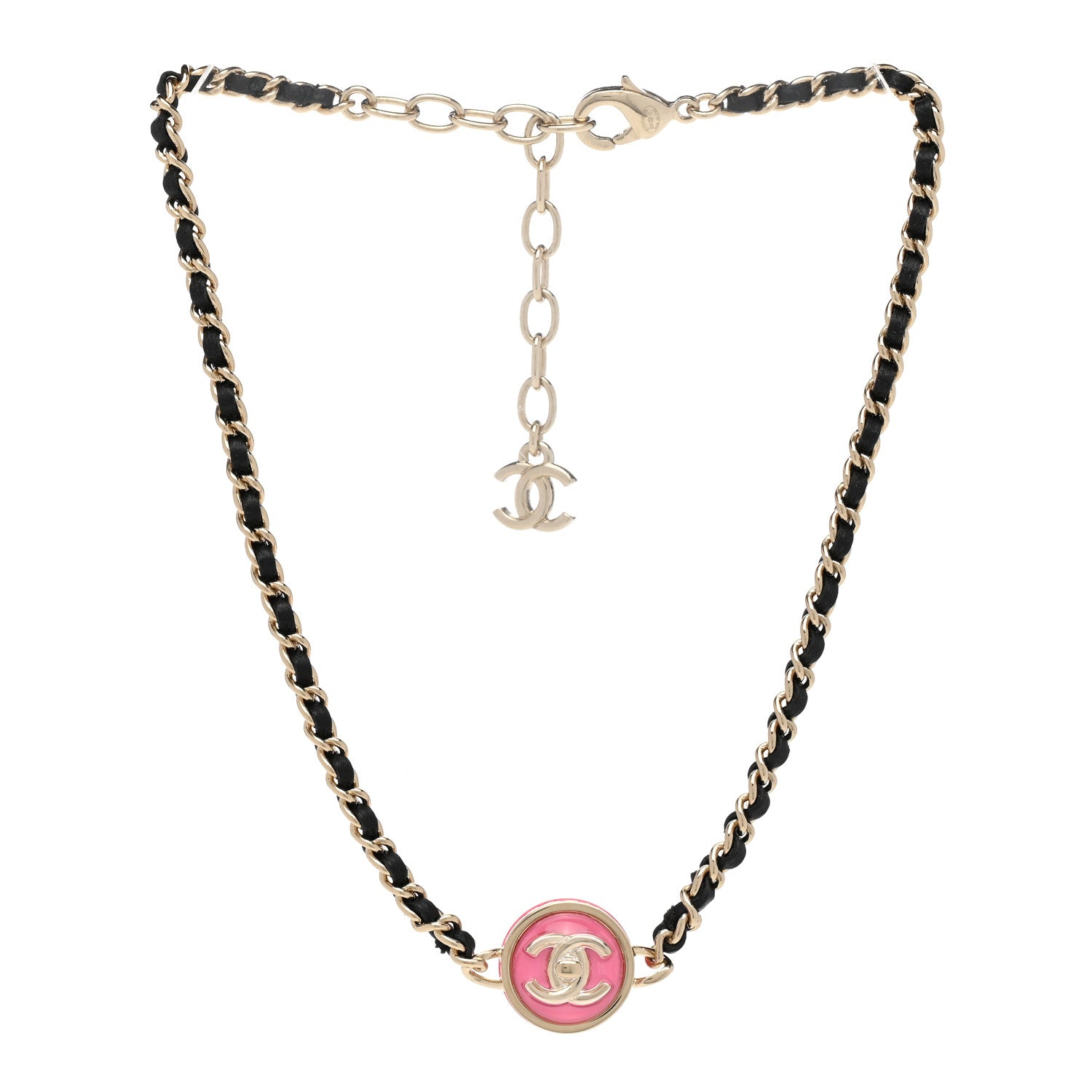Chanel Metal Lambskin Enamel CC Turnlock Choker Gold Black Pink 3 of 6