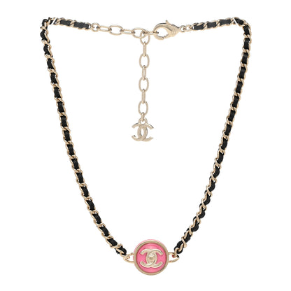 Chanel Metal Lambskin Enamel CC Turnlock Choker Gold Black Pink 3 of 6