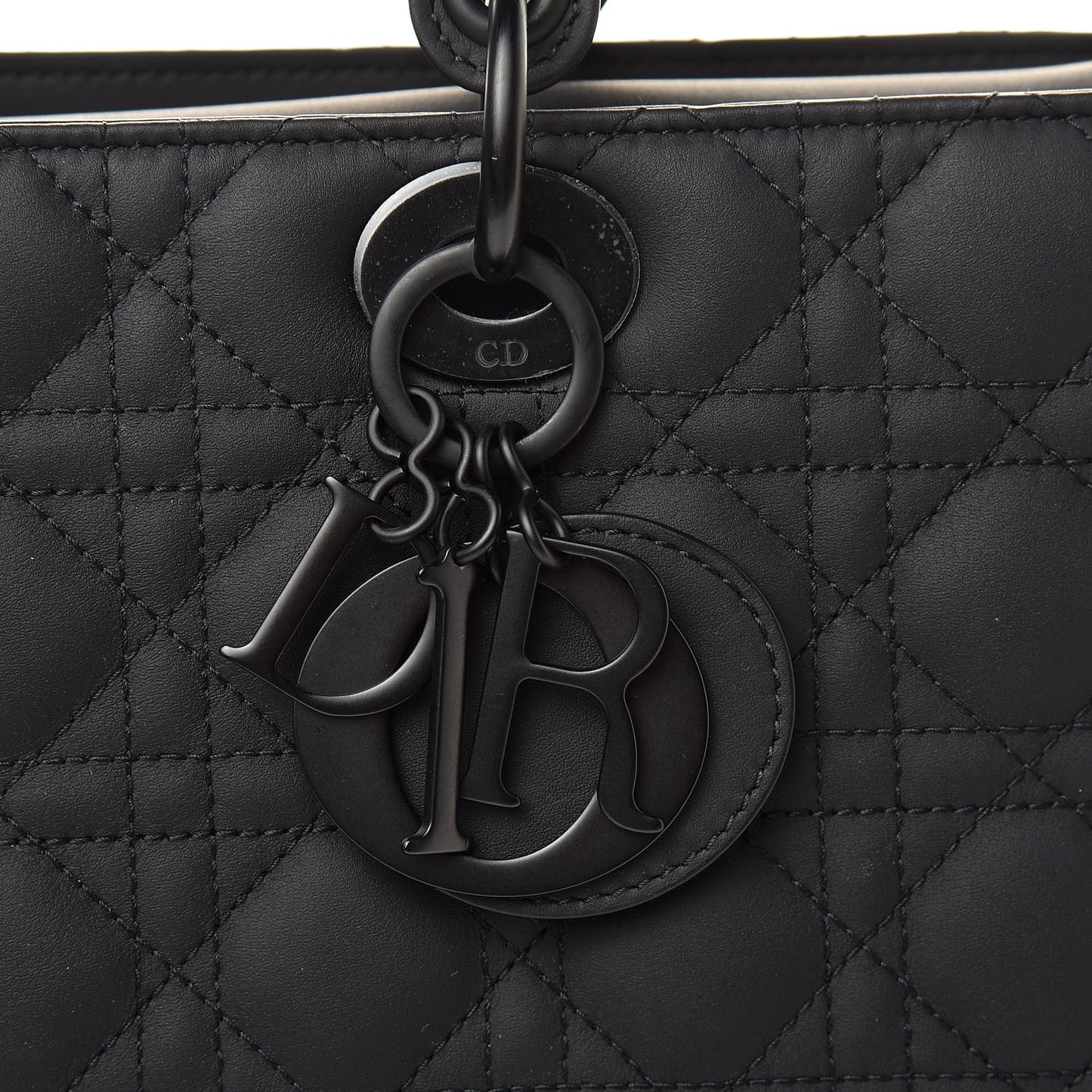 Ultra Matte Calfskin Cannage Large Lady Dior Black