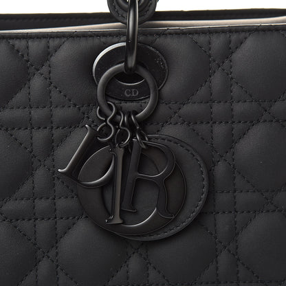 Christian Dior Ultra Matte Calfskin Cannage Large Lady Dior Black 10 of 11