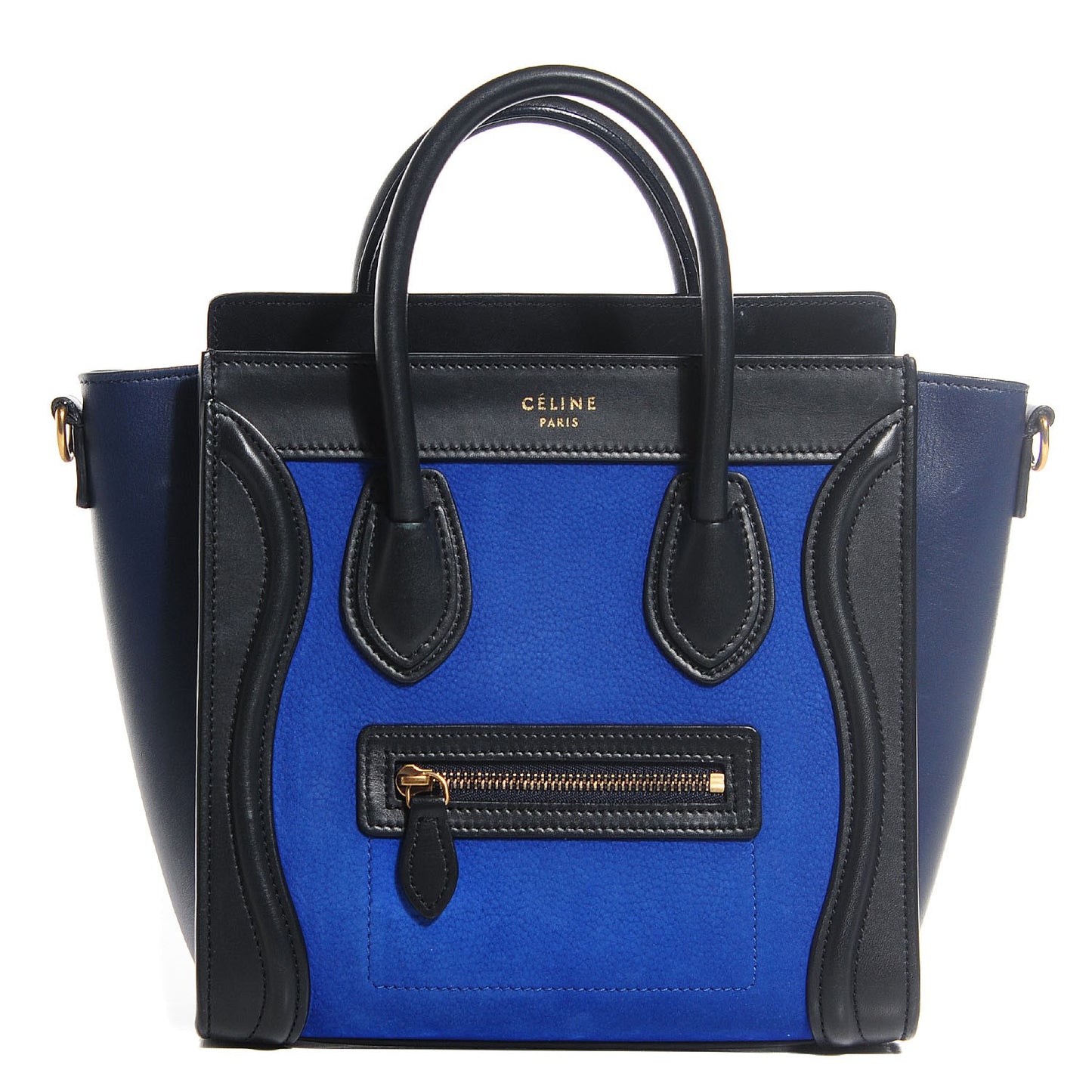 Smooth Calfskin Nubuck Nano Tri-Color Luggage Bright Blue