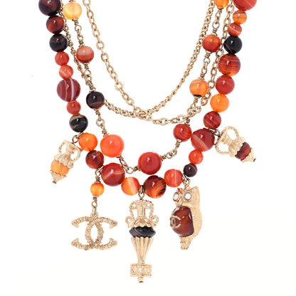 Chanel Multi Strand CC Short Necklace Gold Orange 1 of 5