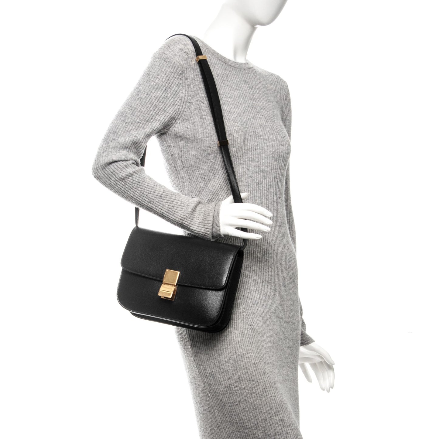 Liege Calfskin Medium Classic Box Flap Bag Black