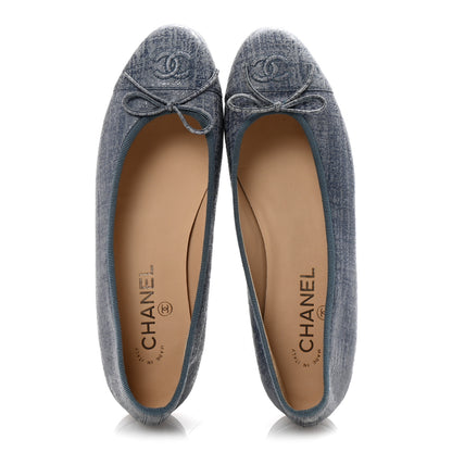 Chanel Iridescent Calfskin Cap Toe CC Ballerina Flats 40 Blue 2 of 9