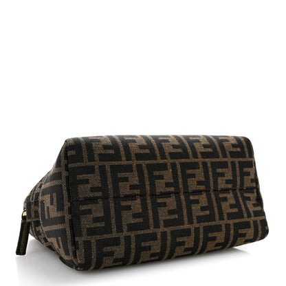 Fendi Fabric Jacquard FF 1974 Medium Trapezoid Beauty Pouch Tobacco Moro Black 4 of 9