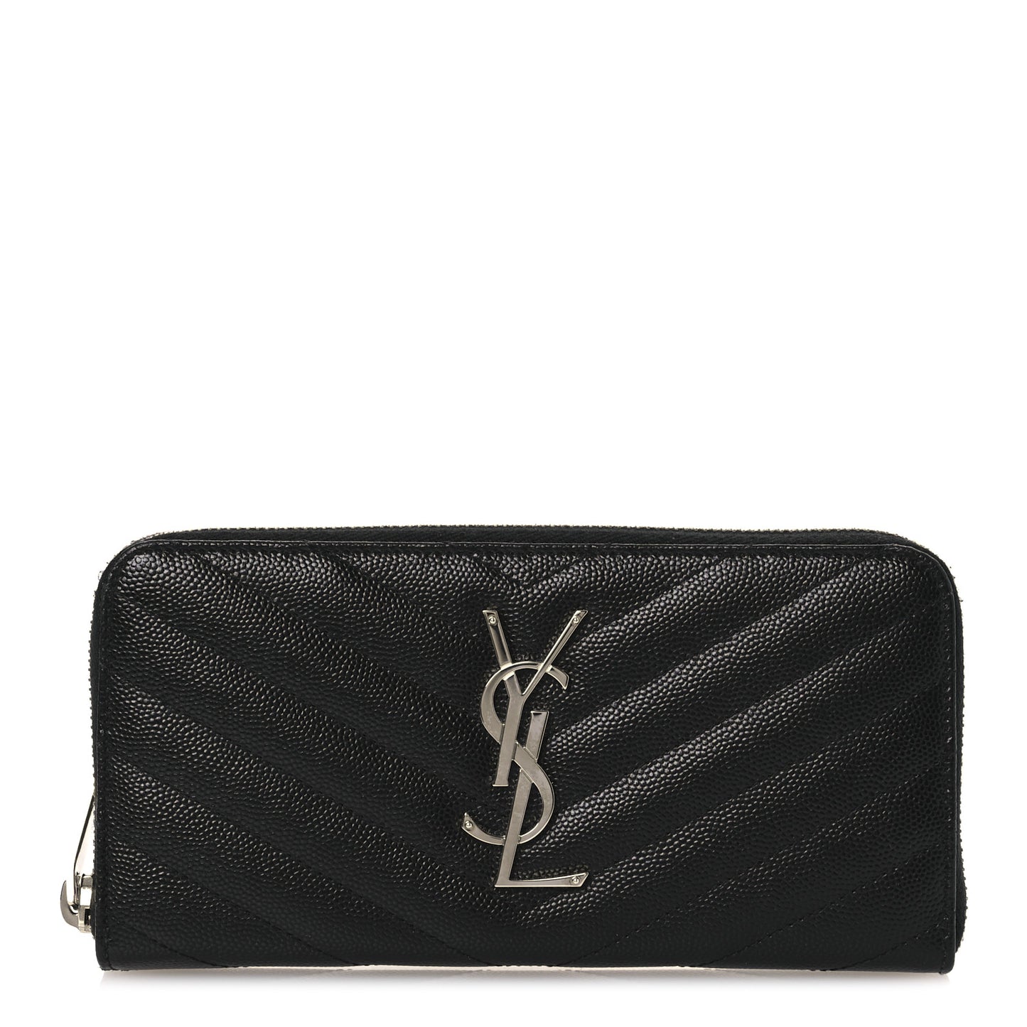 Grain De Poudre Matelasse Chevron Monogram Zip Around Wallet Black