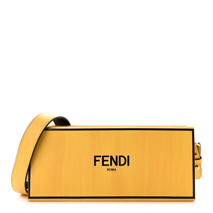 Fendi Vitello Fluffy Logo Horizontal Box Crossbody Bag Yellow Box Black 1 of 10