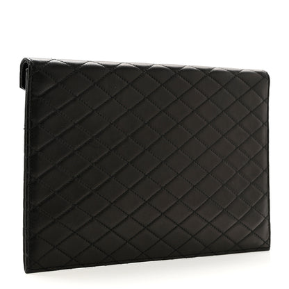 Saint Laurent Lambskin Quilted Double Flap Chain Pouch Black 3 of 7
