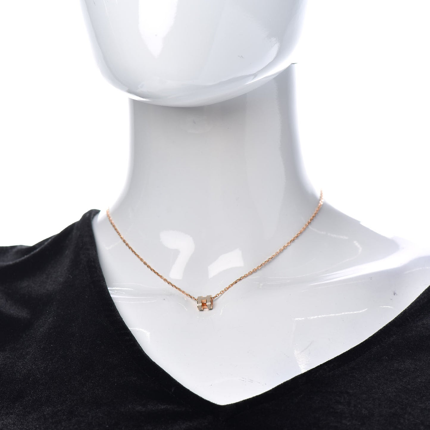 Lacquered Rose Gold Mini Pop H Pendant Necklace Marron Glace