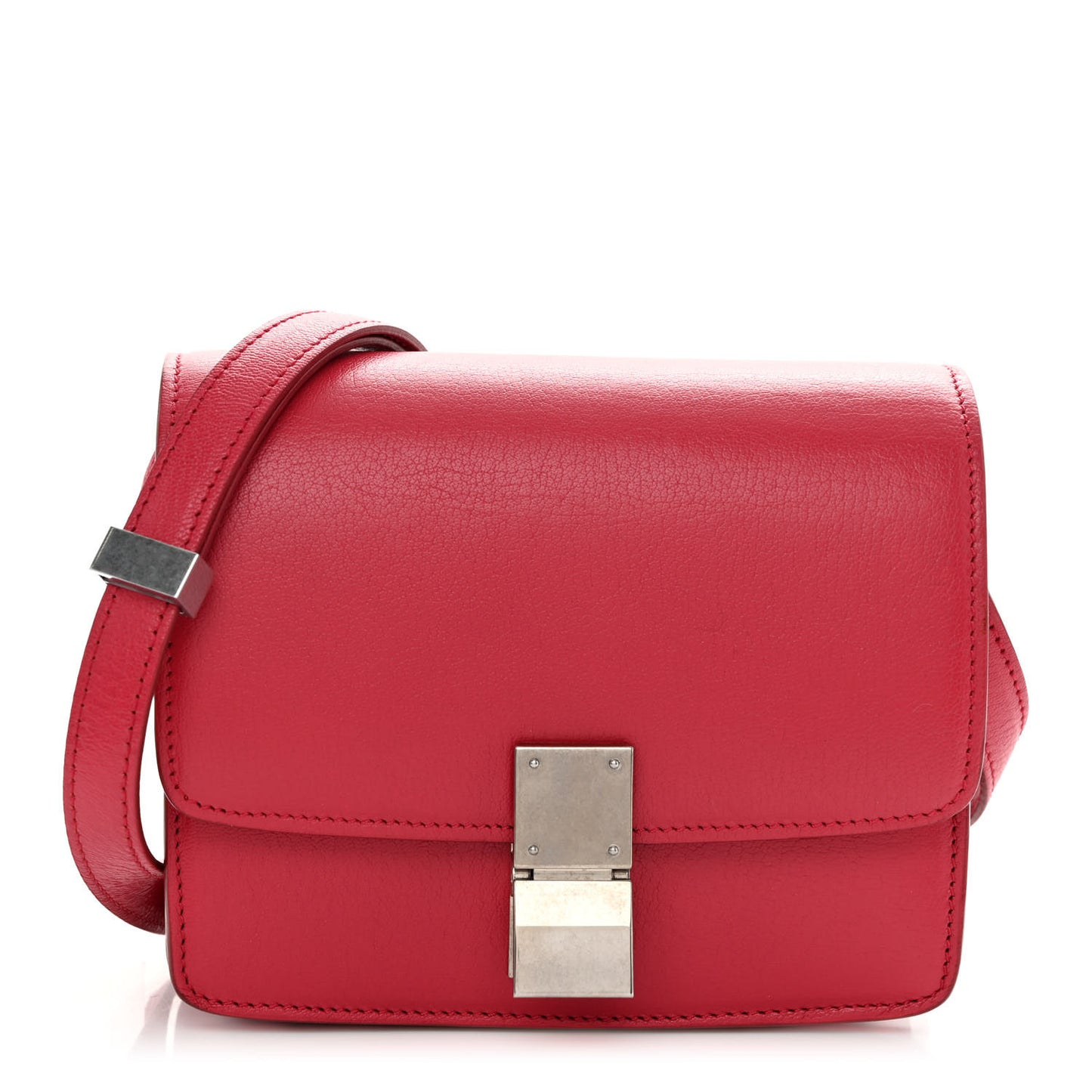 Goatskin Small Classic Box Flap Bag Dark Pink