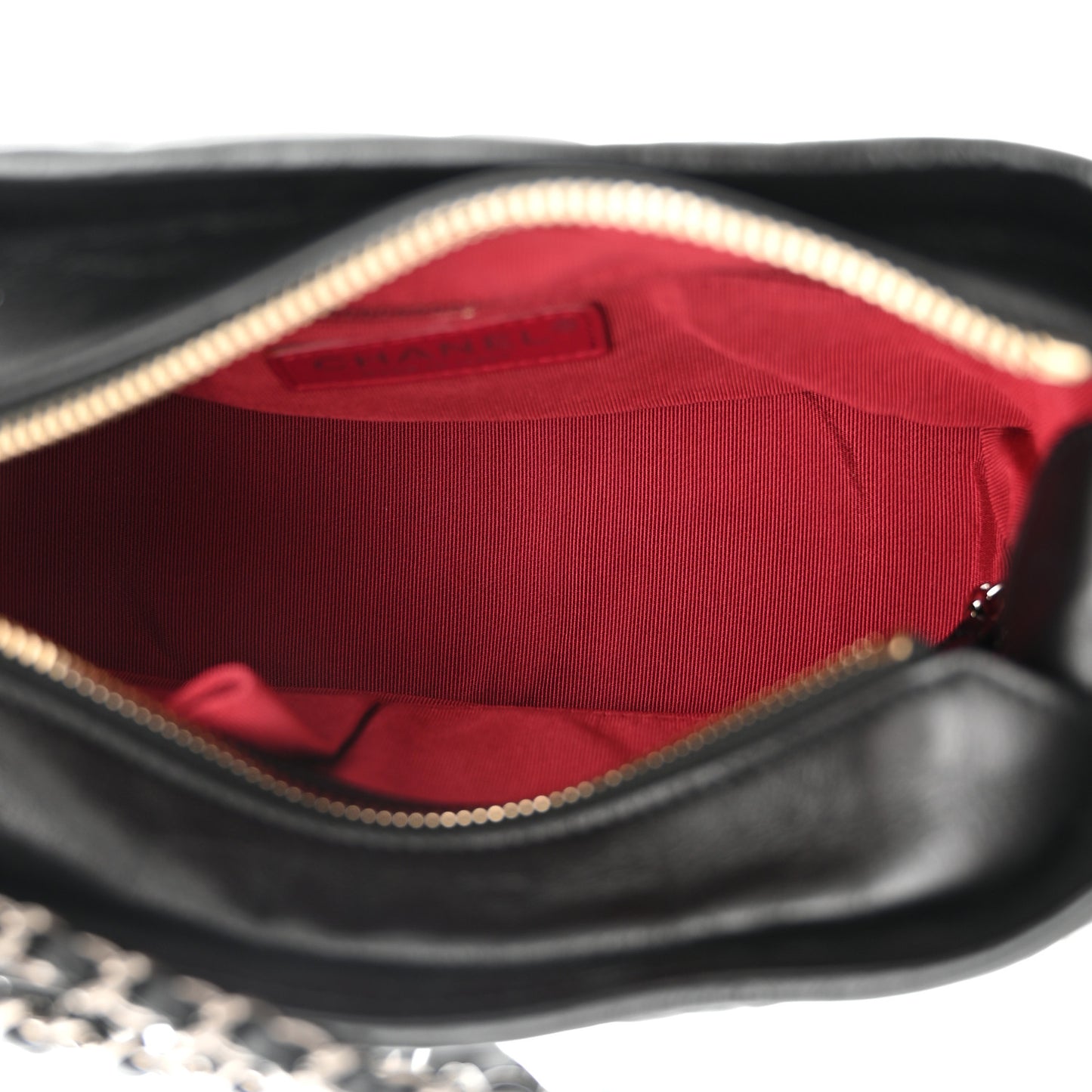 Aged Calfskin Chevron Quilted Small Gabrielle Hobo Black