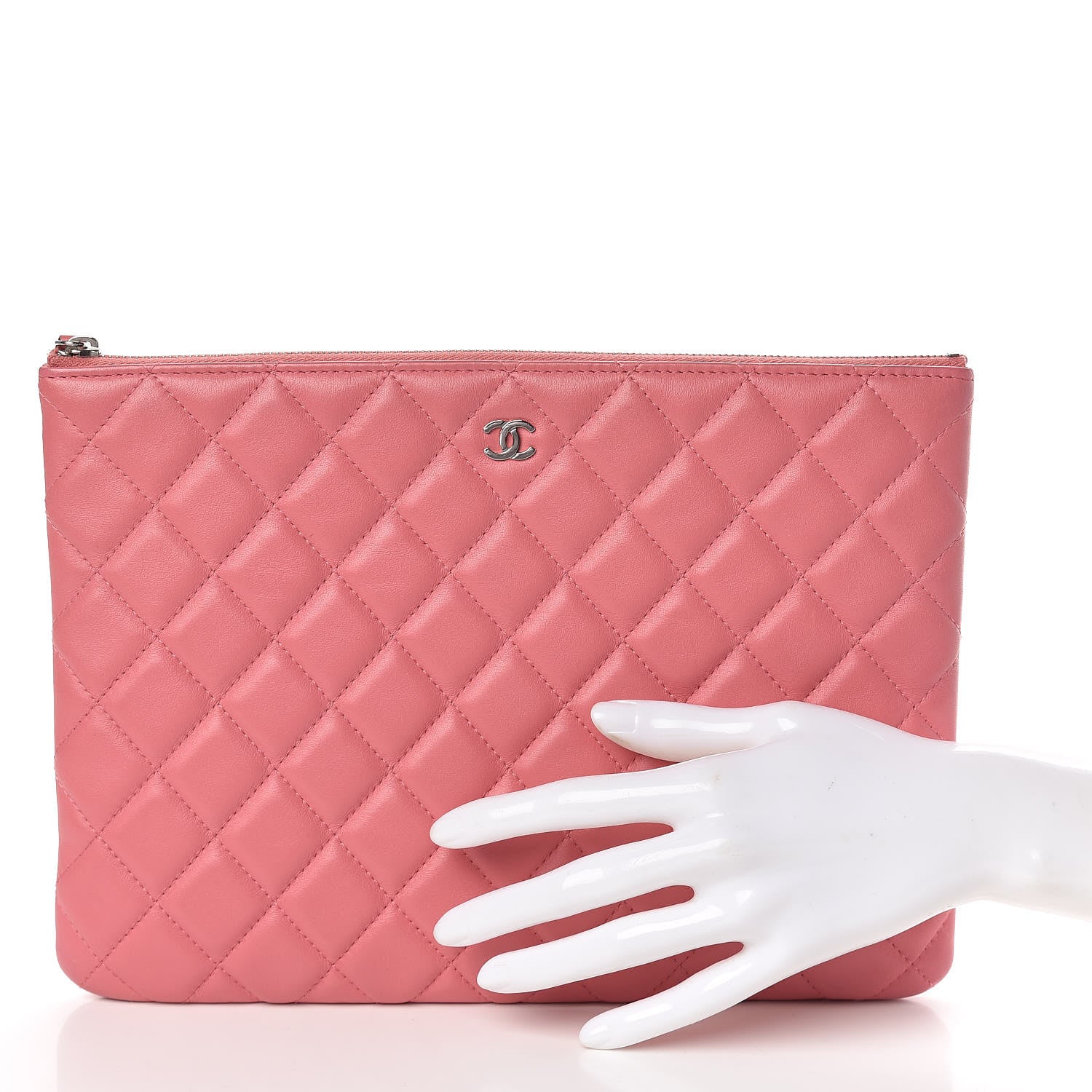 Chanel Lambskin Quilted Medium Cosmetic Case Pink 2 of 8