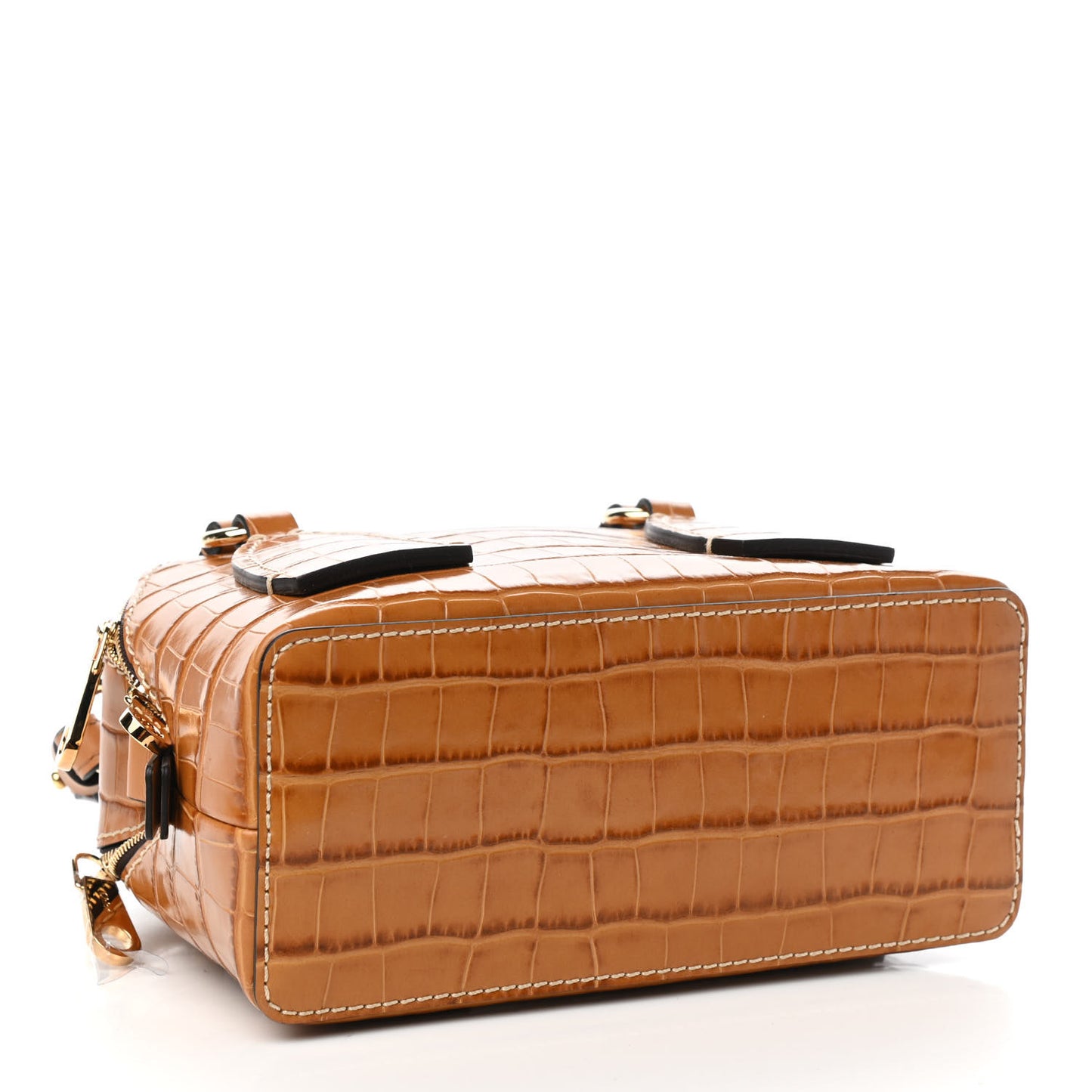 Calfskin Crocodile Embossed Small Daria Autumnal Brown
