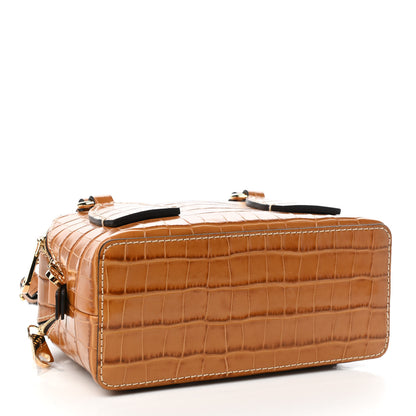 Chloe Calfskin Crocodile Embossed Small Daria Autumnal Brown 4 of 10