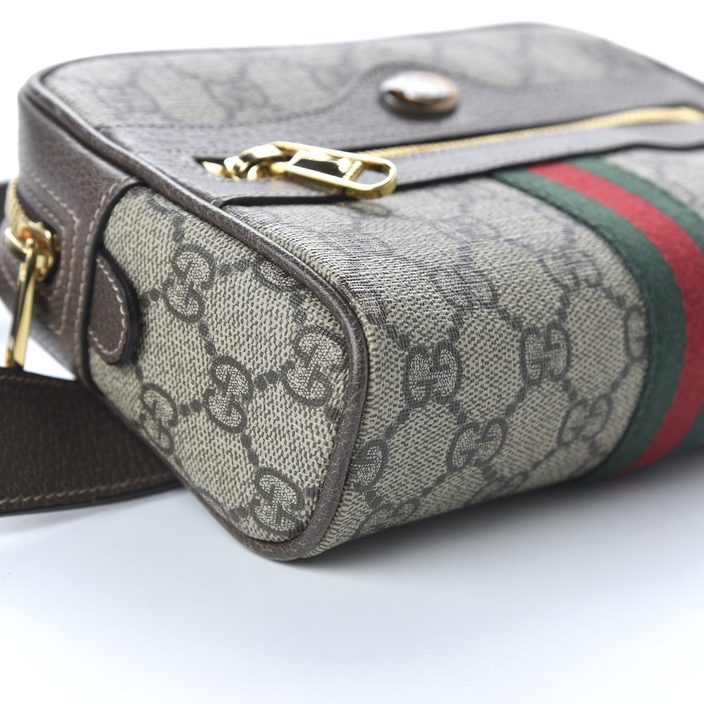 GG Supreme Monogram Web Small Ophidia Belt Bag 95 38 Dark Brown