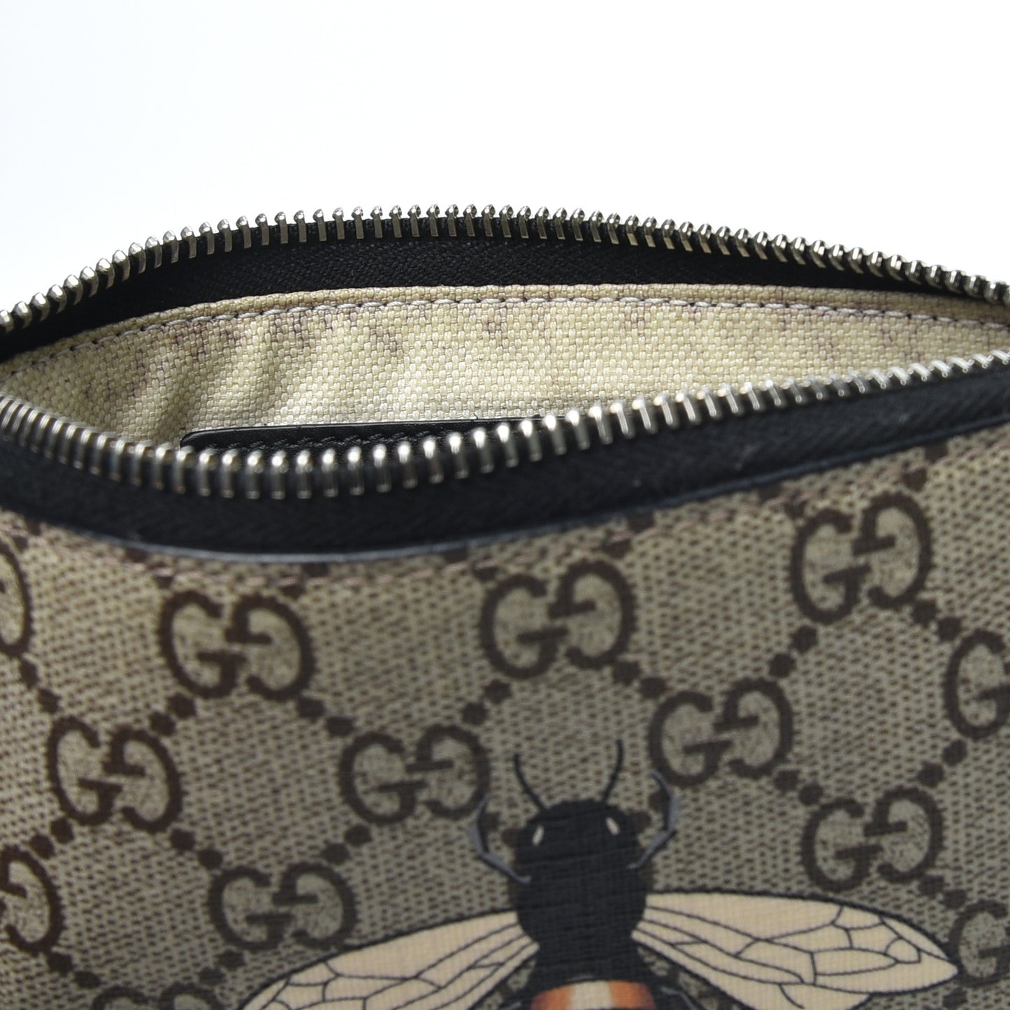 GG Supreme Monogram Bee Print Wrist Pouch Black
