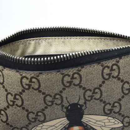 Gucci GG Supreme Monogram Bee Print Wrist Pouch Black 6 of 9
