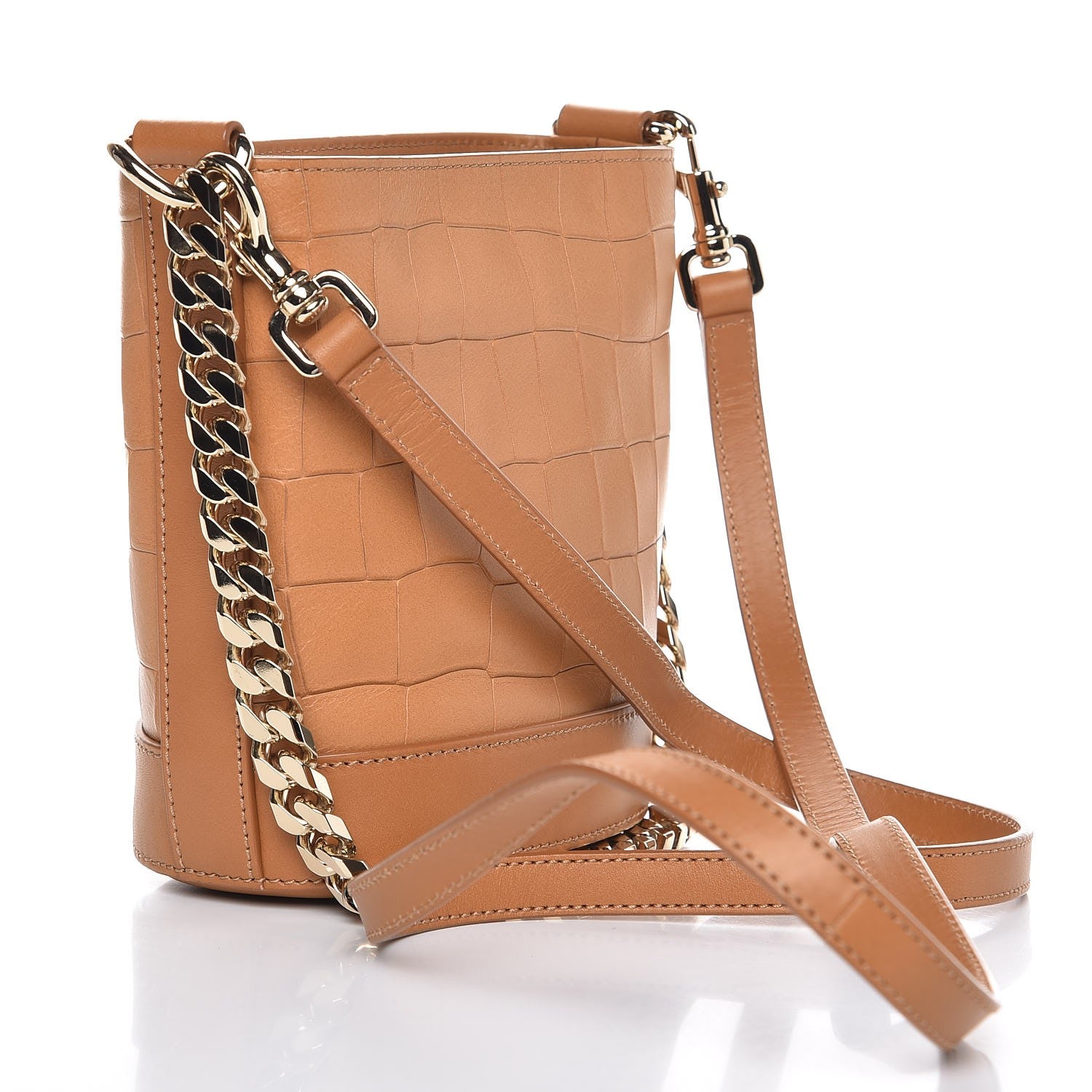 Mulberry Calfskin Crocodile Embossed Mini Jamie Bucket Bag Camel 3 of 8