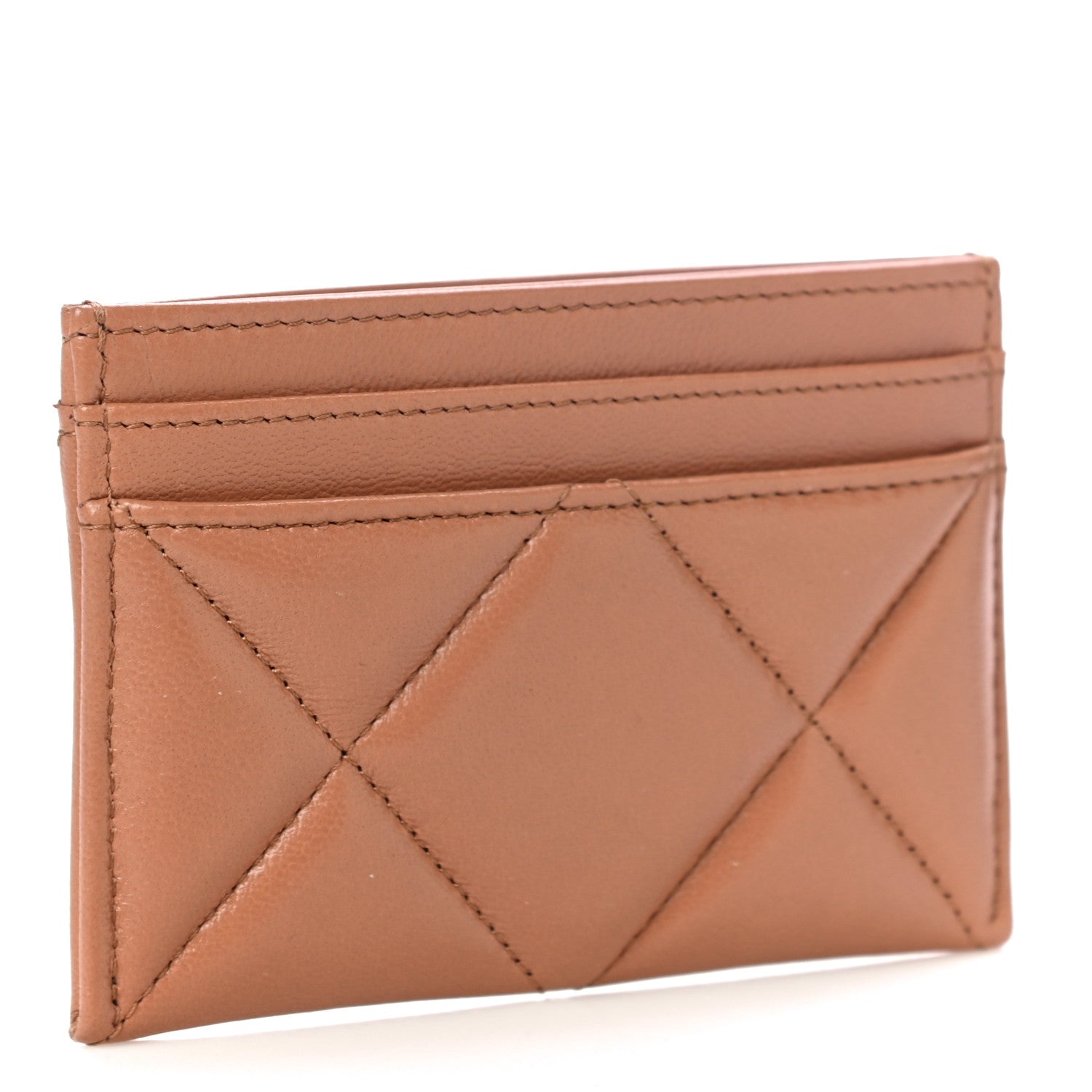 Chanel Lambskin Quilted Chanel 19 Card Holder Brown 3 of 11