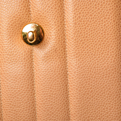 Chanel Caviar Vertical Quilted Jumbo Single Flap Beige 10 of 10