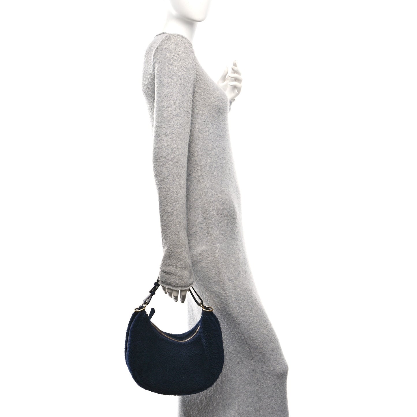 Sheep Fur Vitello Grace Small Fendigraphy Hobo Midnight