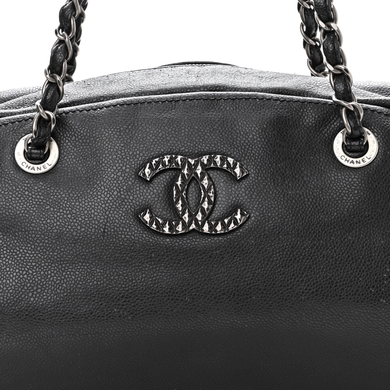 Chanel Glazed Caviar Coco Rider Bowling Bag Black 7 of 12