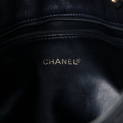 Chanel Wool Lambskin Shopper Tote Navy 5 of 10