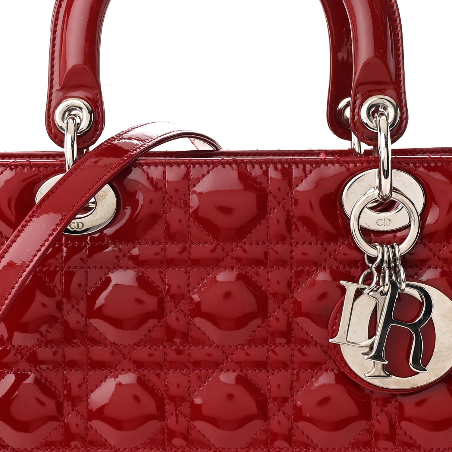 Christian Dior Patent Cannage Large Lady Dior Red 8 of 12