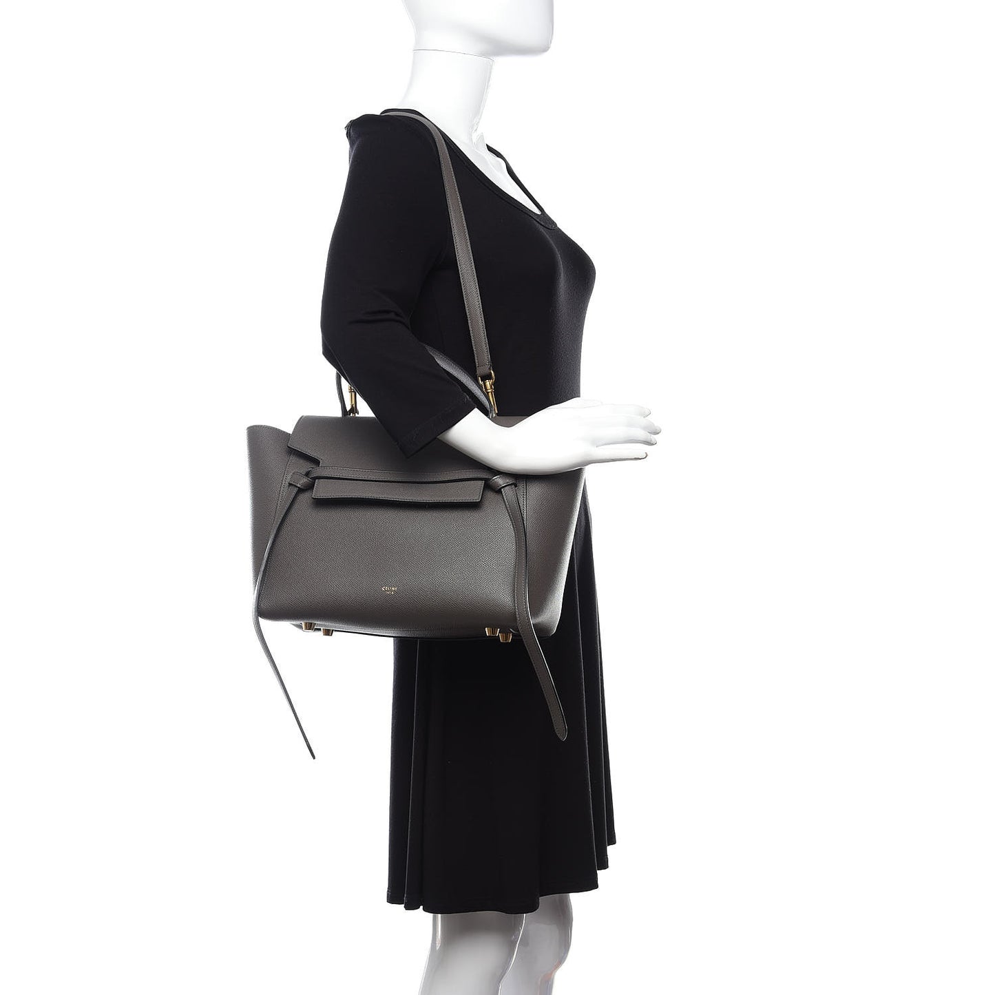 Grained Calfskin Mini Belt Bag Grey