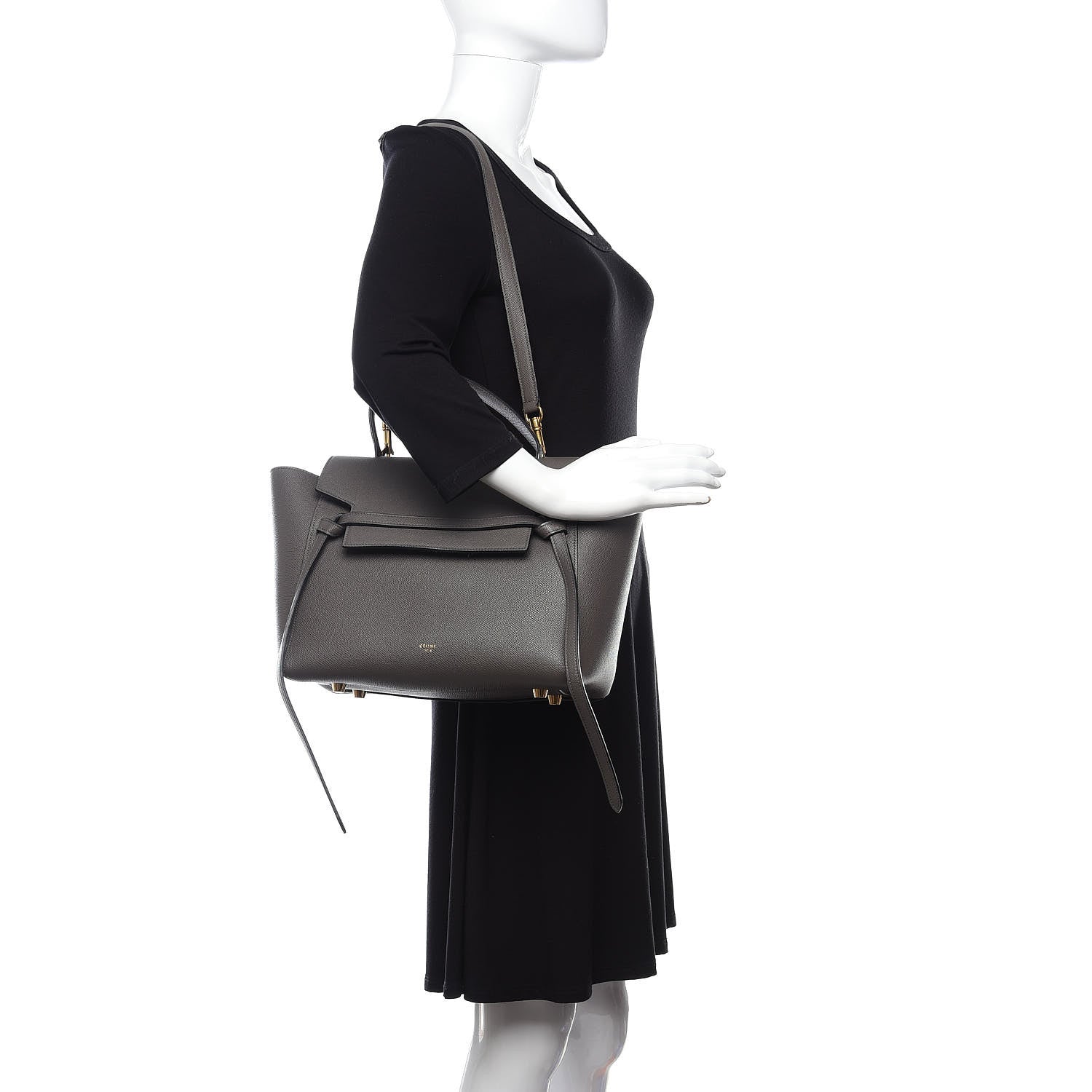 Celine Grained Calfskin Mini Belt Bag Grey 2 of 10