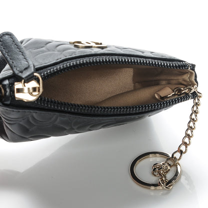 Chanel Lambskin Camellia Embossed Key Holder Case Black 5 of 7