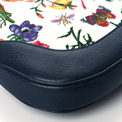 Gucci Canvas Flora Medium Jackie Hobo Blue Agata 10 of 11