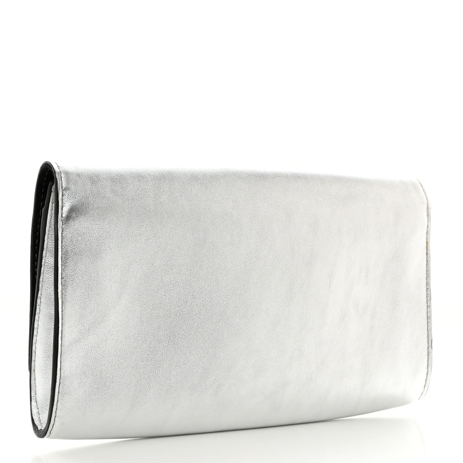 Louis Vuitton Metallic Calfskin Louise EW Lock Clutch Silver 3 of 9