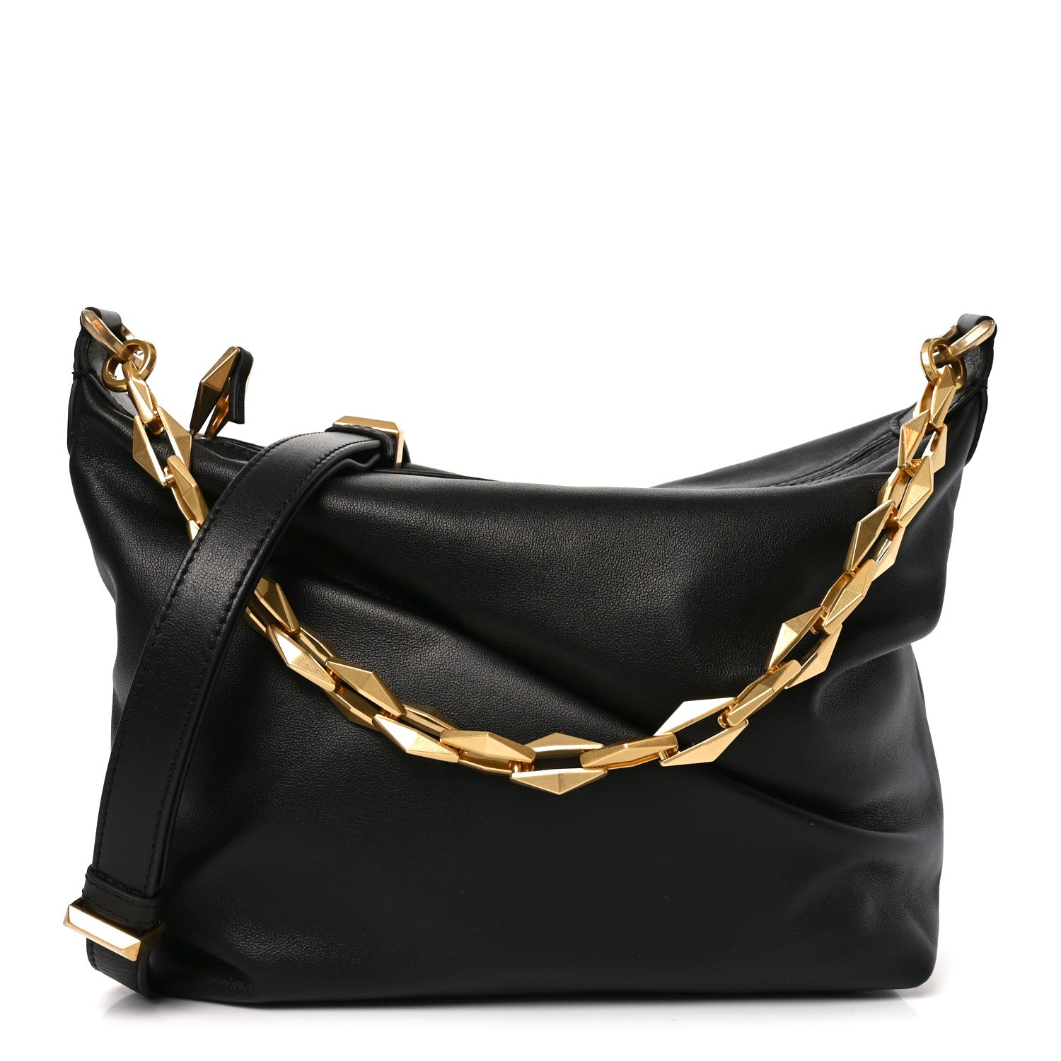 Jimmy Choo Soft Calfskin Small Diamond Hobo Black 1 of 9