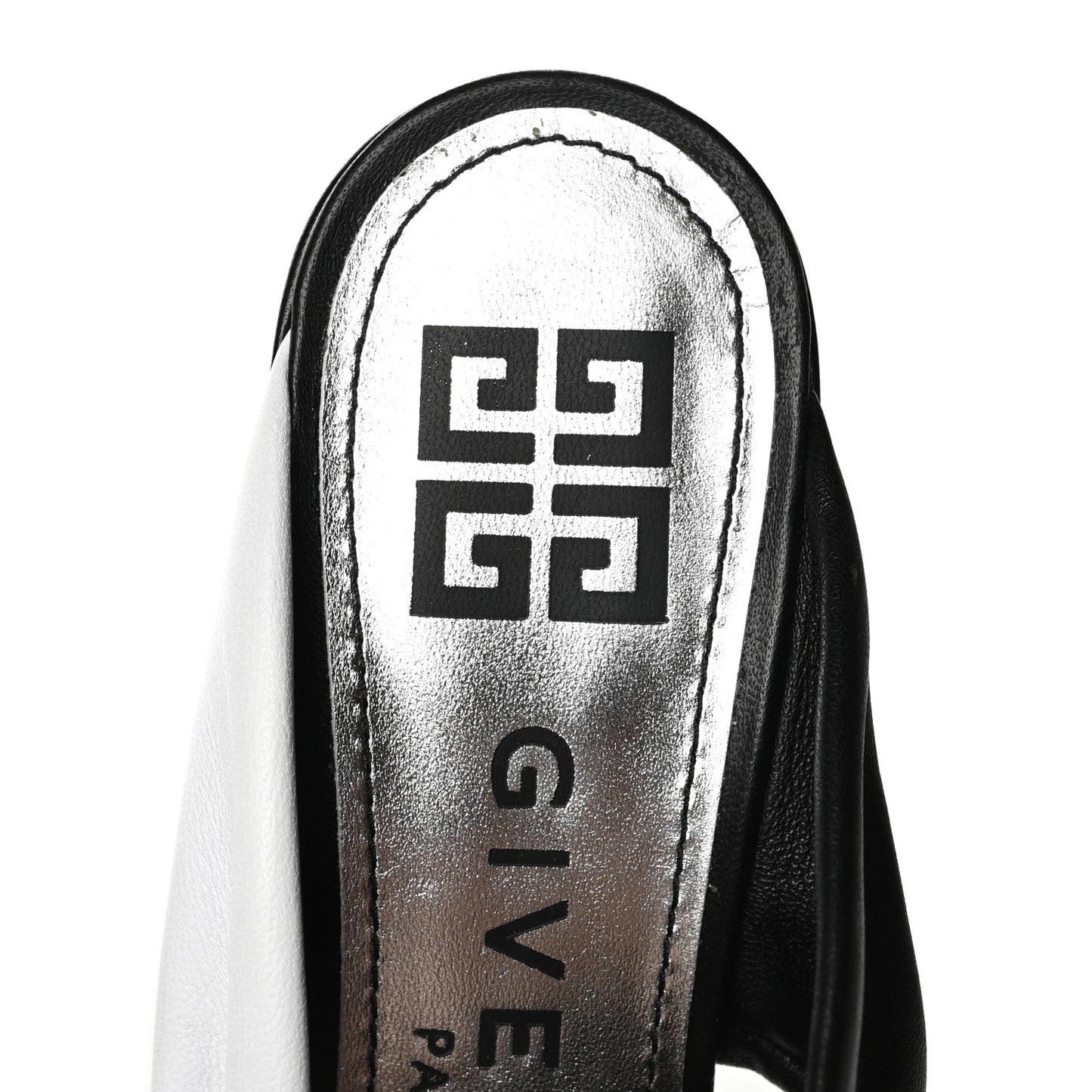 Nappa Mule Tie Sandals 36 Black White