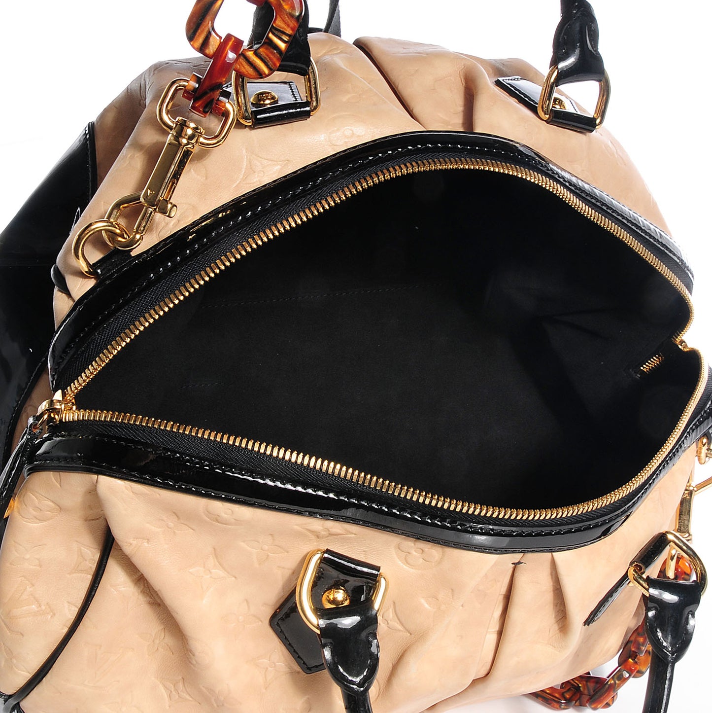 Calfskin Patent Embossed Monogram Stephen Ivory