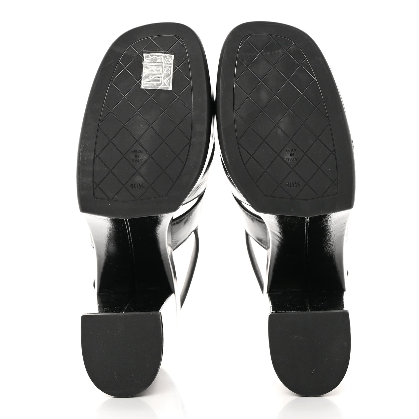 Crumpled Patent Lambskin Platform Sandals 40.5 Black