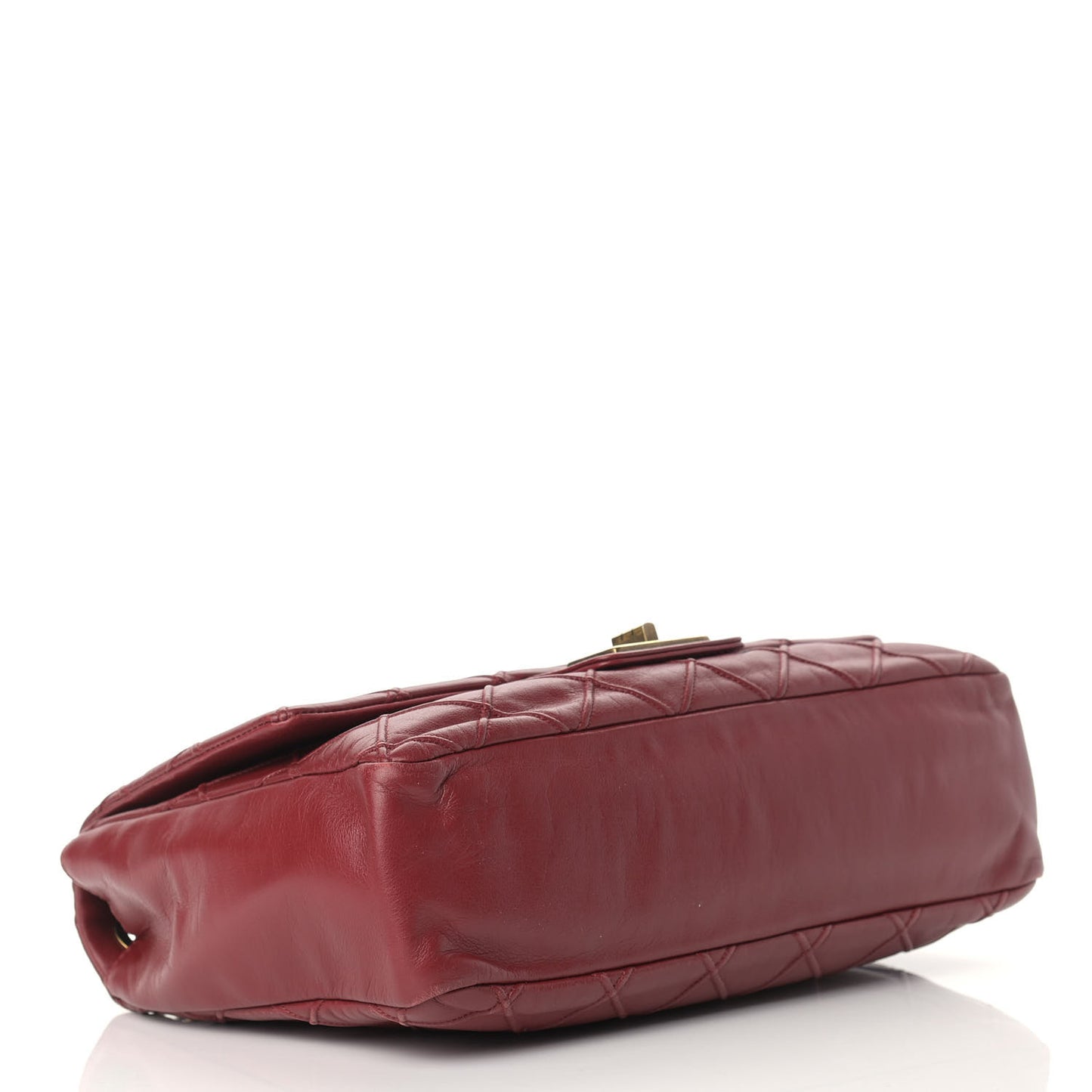 Calfskin Diamond Debossed Large Cosmos Flap Red