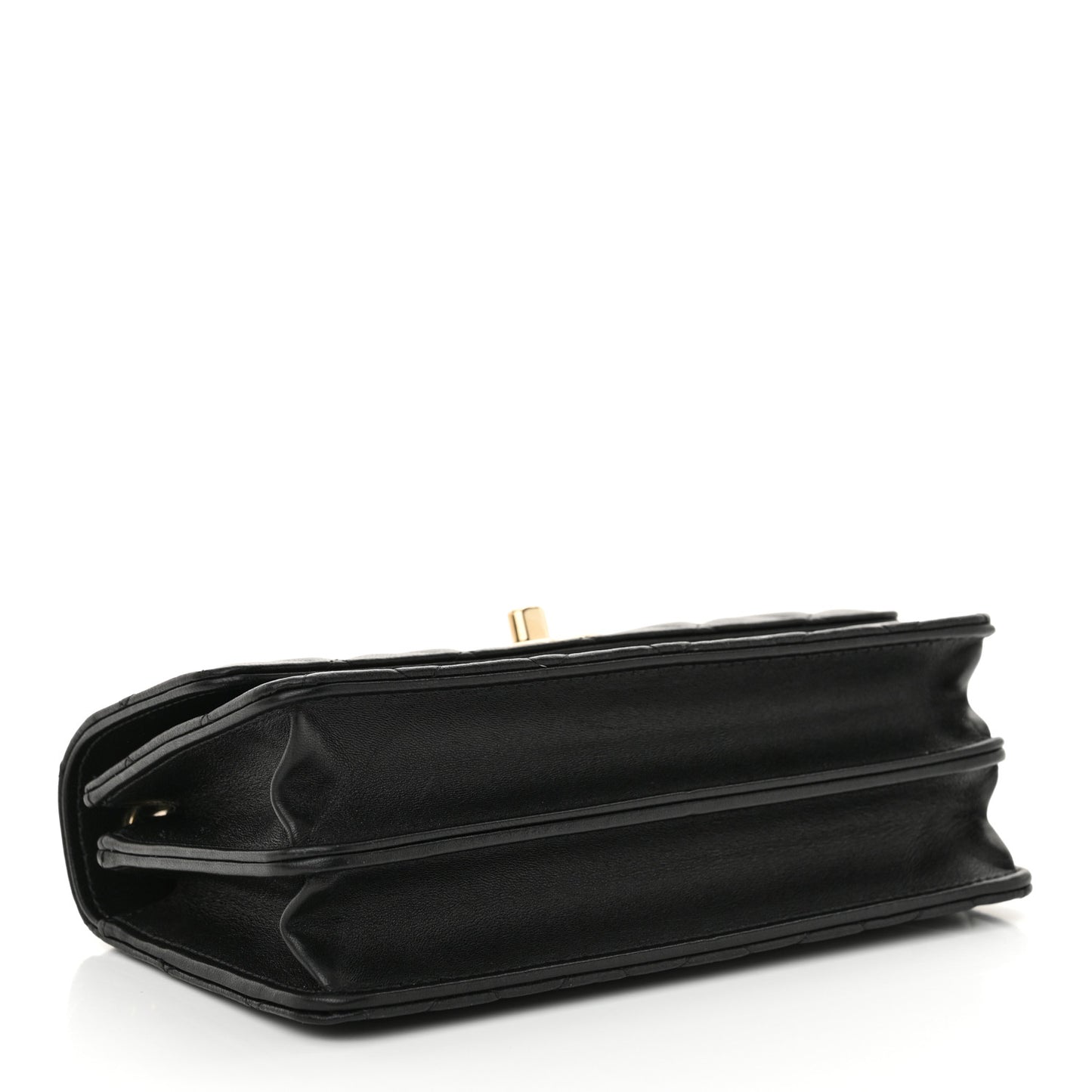 Lambskin Quilted Trendy CC Dual Handle Clutch With Chain Black