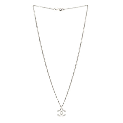 Chanel Crystal Timeless CC Necklace Silver 3 of 5