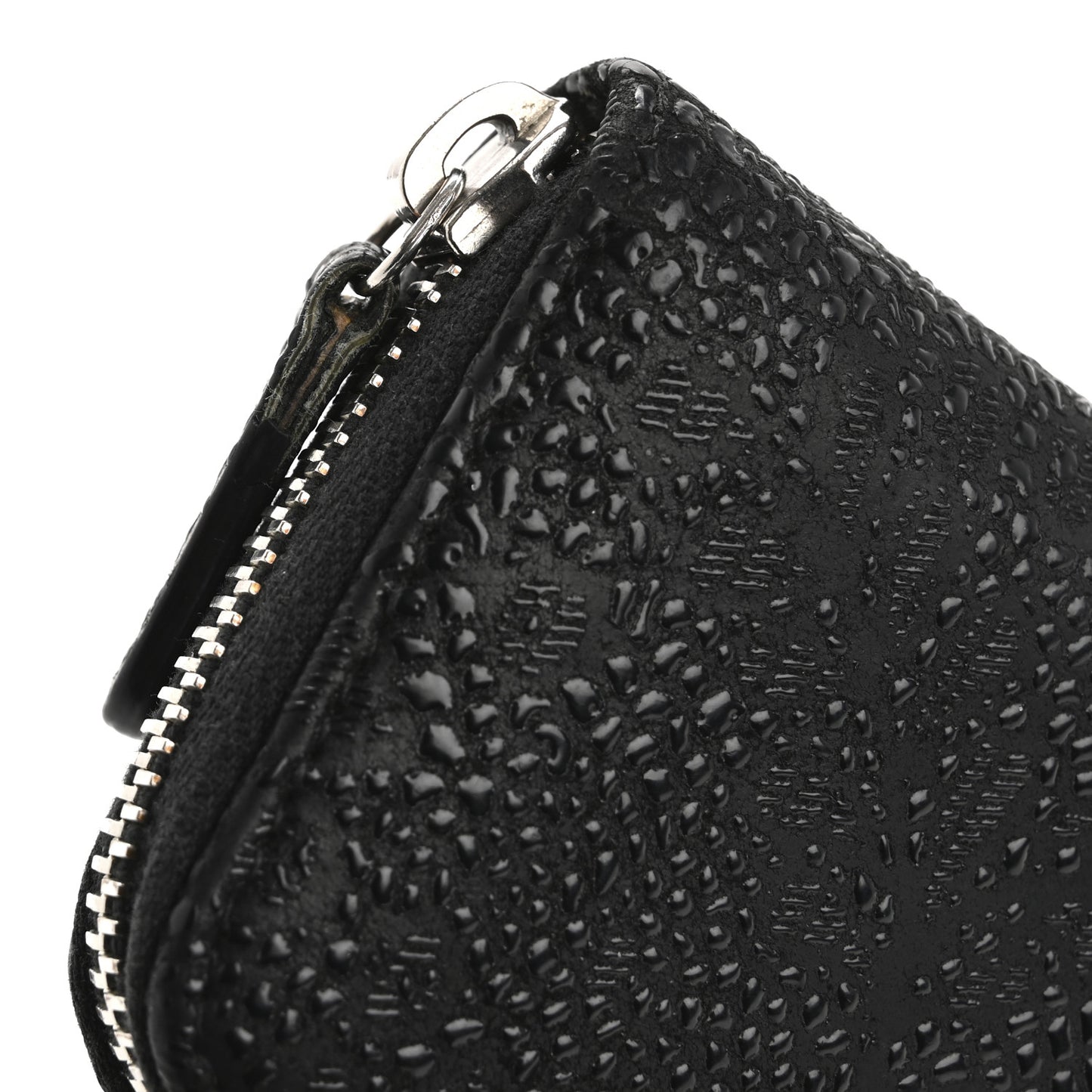 Calfskin Floral Embossed Zipped Coin Purse Black