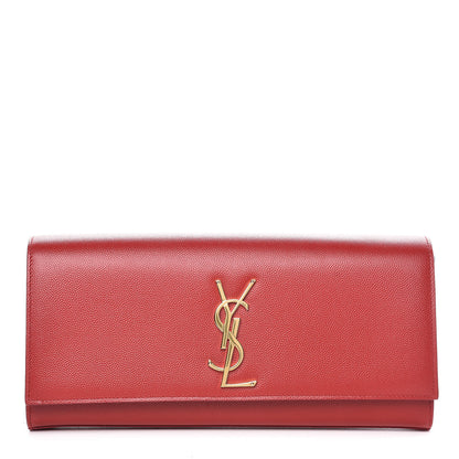 Saint Laurent Grain De Poudre Classic Monogram Cassandre Clutch New Red 1 of 10